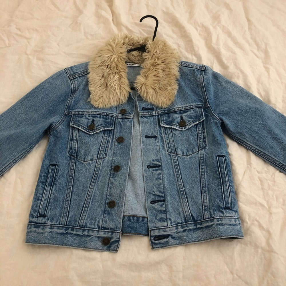 Reformation Fur Collar and Sleeve Jacket